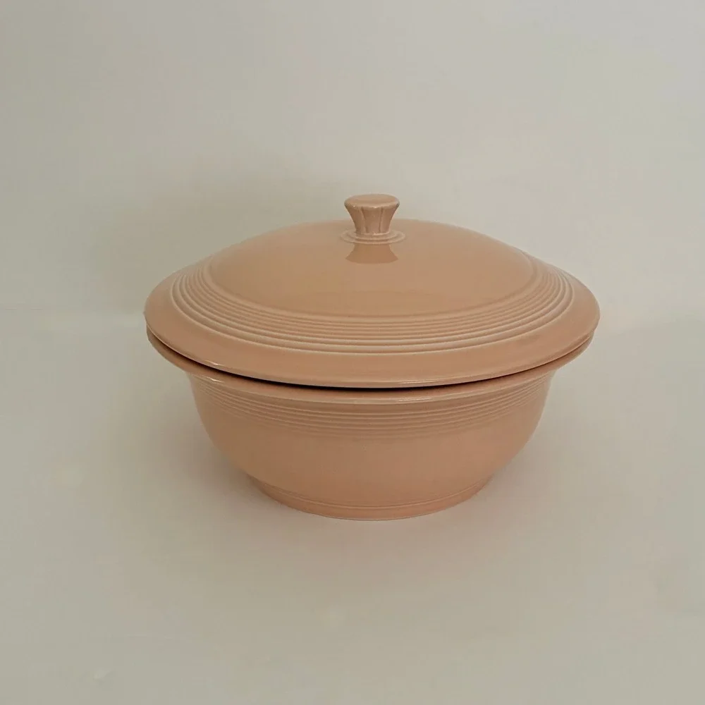 Vintage‎ FIESTA Apricot Covered Lidded Casserole Homer Laughlin Ceramic Made USA